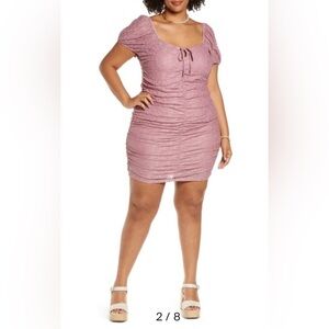 BP PINK RUCHED LACE MINIDRESS Size Medium NWT
